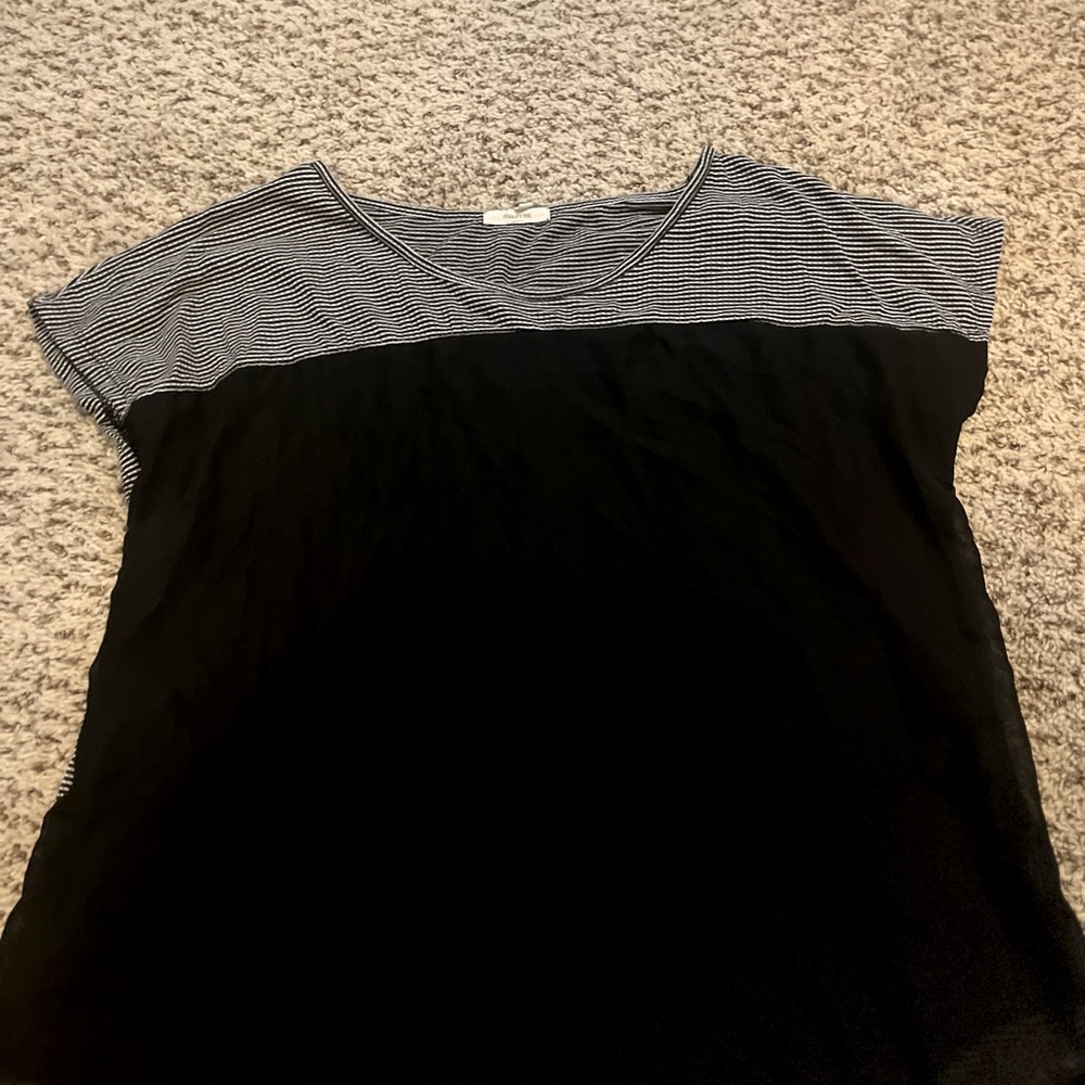 Maurice’s Blouse, XXL, black, black with white stripes
